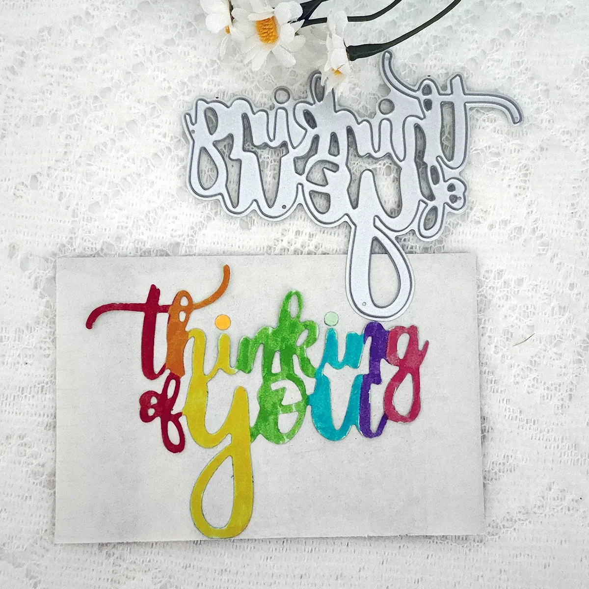 Color: Light Grey - Christmas Tree Happy Birthday Thank You 26 English Alphabet Metal Cutting Dies For DIY Scrapbooking Album Craft Cardmaking