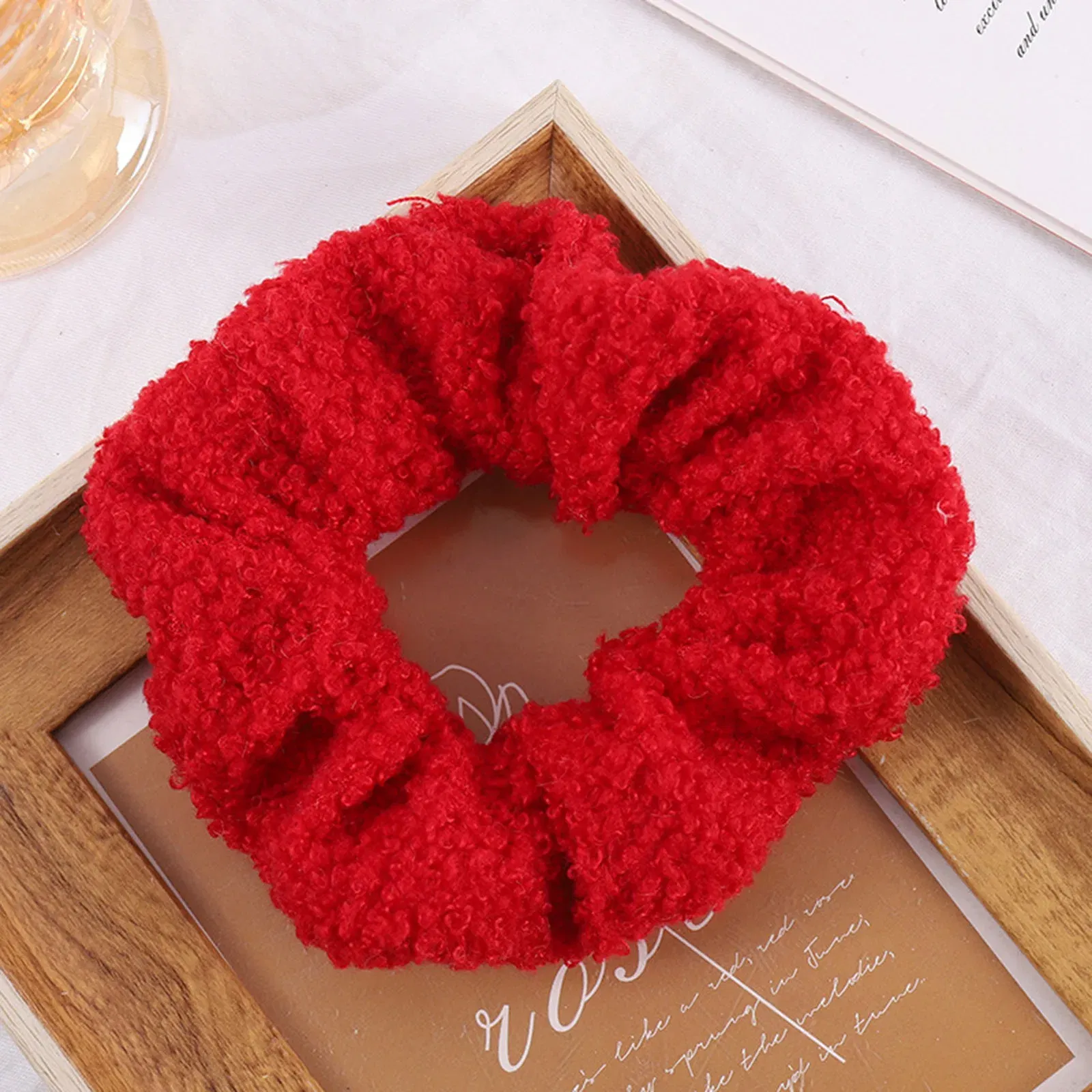 Color: Blue - Fabric Hair Ties Band Cute And Sweet French Large Intestine Circle Ponytail Hair Circle BB Clip Hair Accessory Head Bands