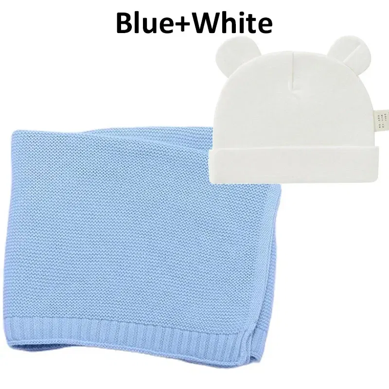 Color: Brown, Size: Option 2, Ships From: CN - Personalized Baby Name Newborn Cotton Beanie and Knitted Blanket Set Embroidered Name Covering and Cute Hat Gift Set