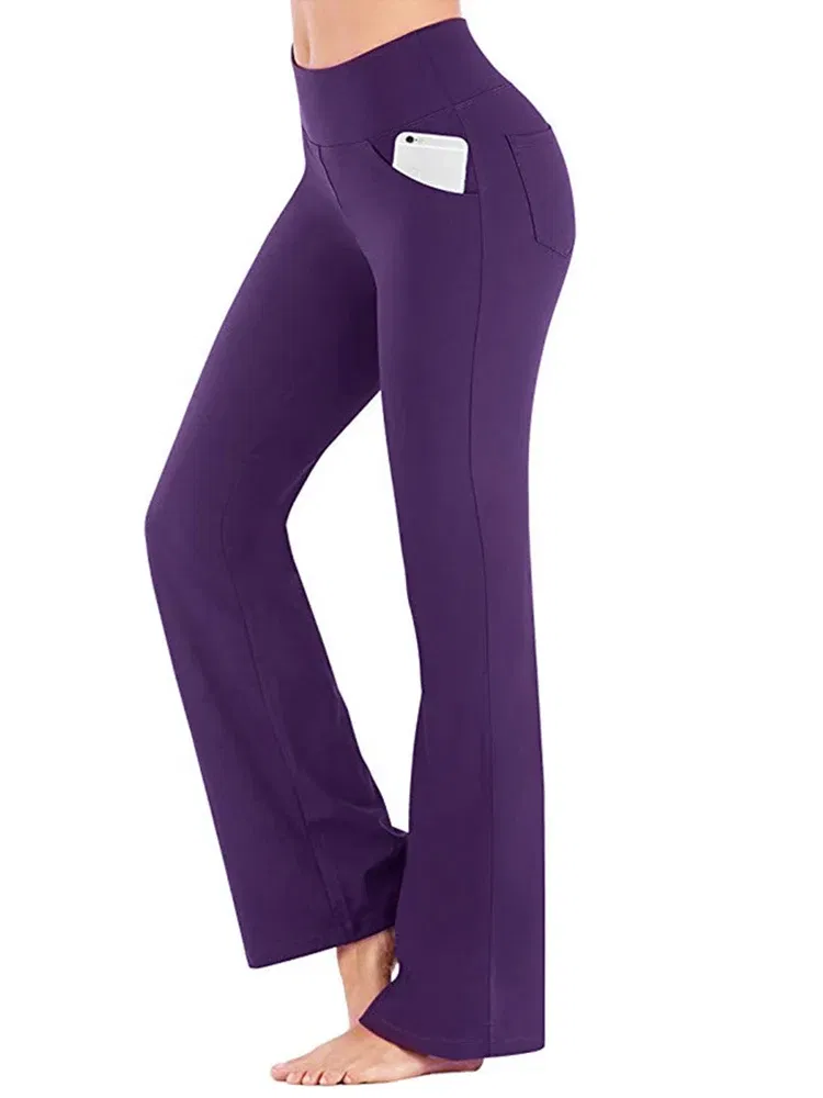 Color: Claret, Size: M - Ogilvy Mather Solid Elegant Female Lady Women's Legs Pants Palazzo Flared Wide Killer High Waist OL Ladies Career Long Trousers