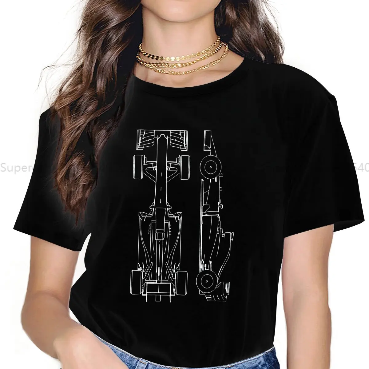 Color: black, Size: XXL - Race Car Hipster Polyester TShirts F1 Formulate 1 Racing Momen Graphic Streetwear T Shirt O Neck