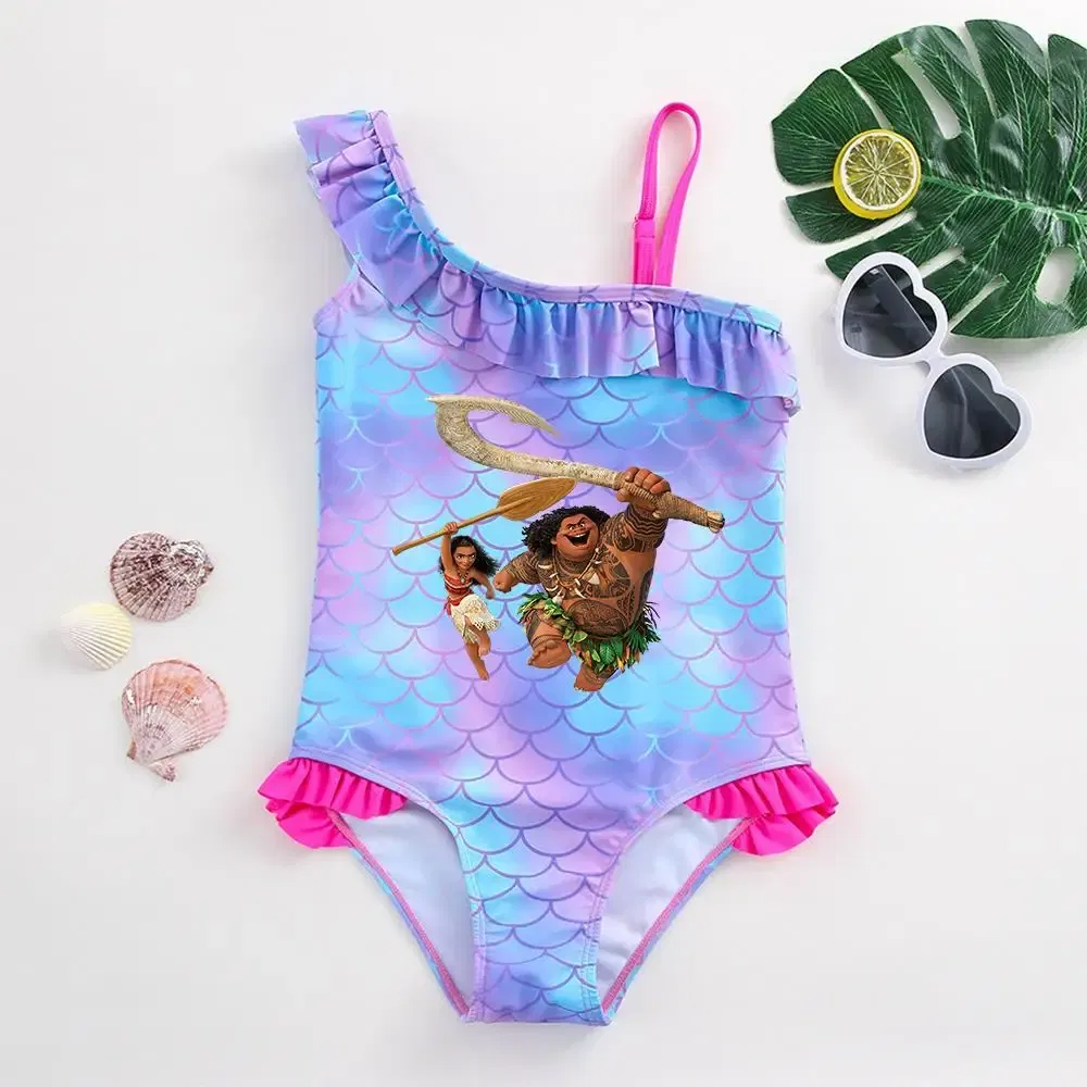 Color: Brown, Kid Size: 12M - Moana Baby Girl Mermaid Fish Scale Print Swimsuit One-Piece Swimwear Toddler Bathing Suit Beach Outfit