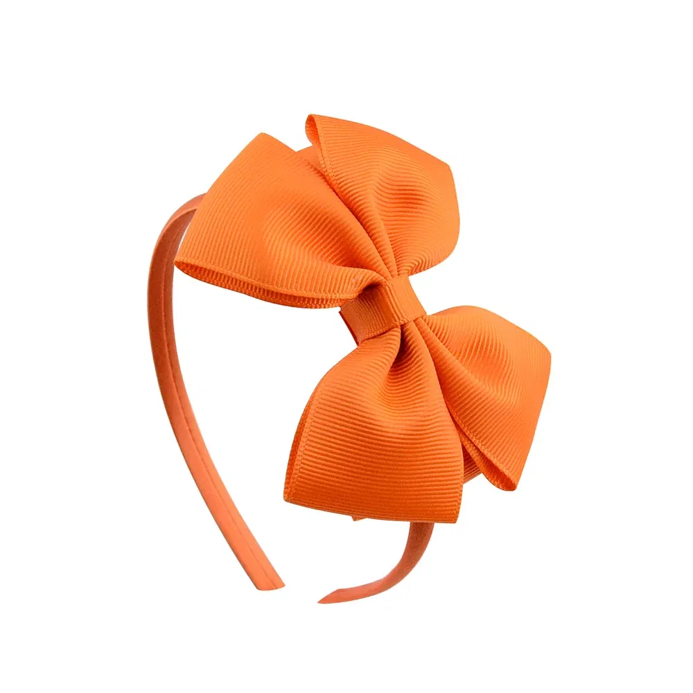 Color: Yellow - 1 Piece Ribbon Handmade Hair Bows Hairbands for Baby Girls 20 Colors Cute Bowknot Solid Headband Headwear Baby Hair Accessories