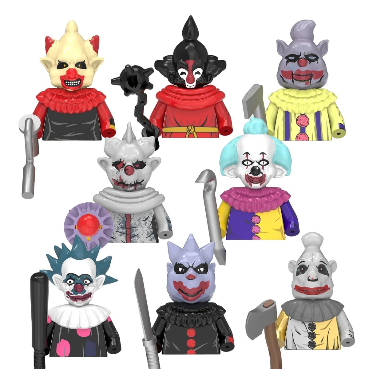 Color: plum - TP1040 WM6205 G0129 Killer Klowns Mini Action Figure Classic Horror Thriller Movie Series Building Block Model Doll Toy For Gift