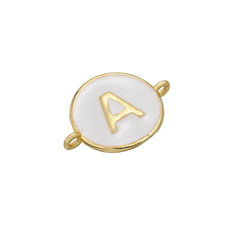 Color: Army Green - ZHUKOU 13x18mm white brass 26 letters jewelry connector for women bracelet necklace handmade jewelry accessories model: VS440