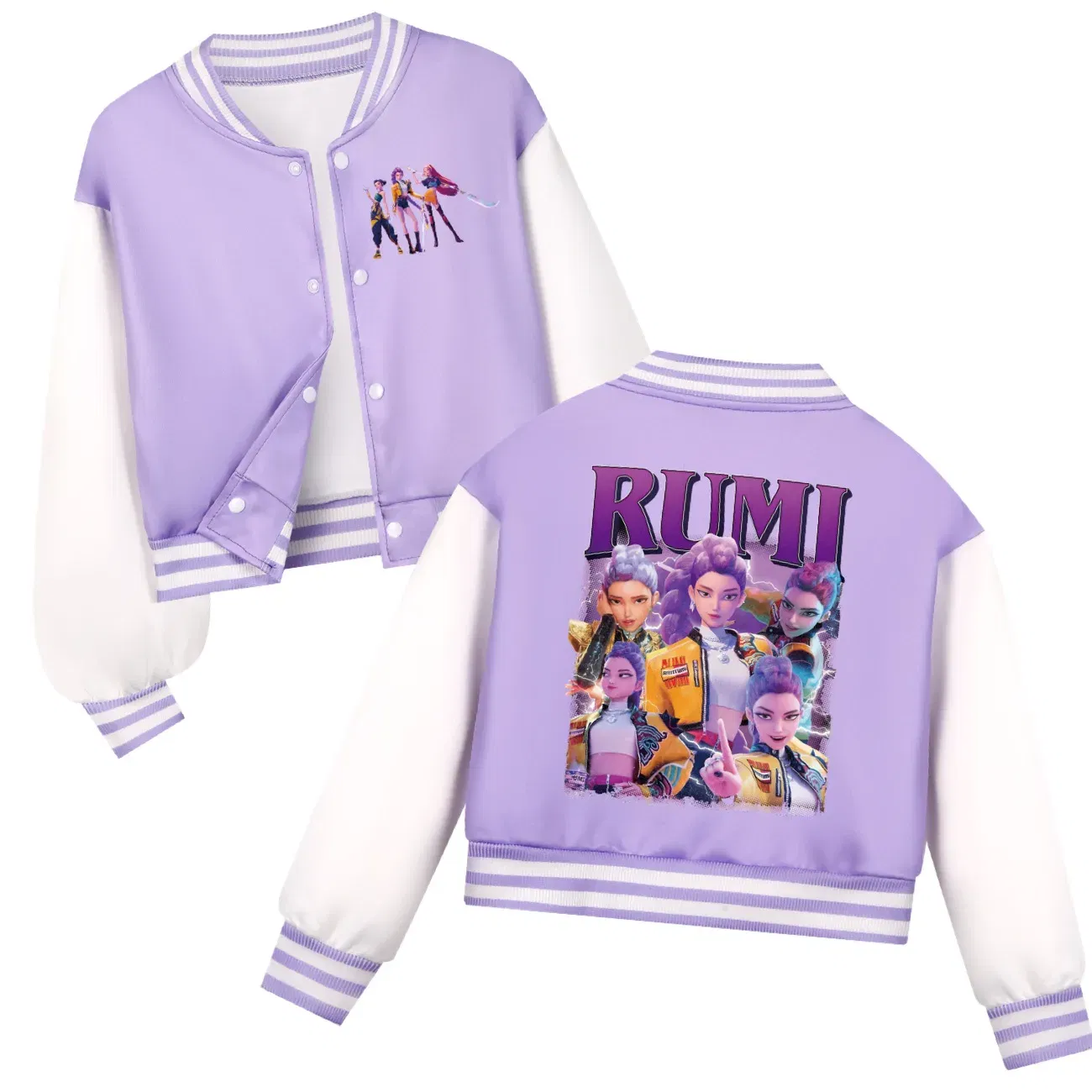 Color: Yellow, Kid Size: 6 - Kids KPop Demon Hunters Huntrix Clothes Boys Baseball Uniform Spring Autumn  Girls Baby Casual Hoodies Children Costume