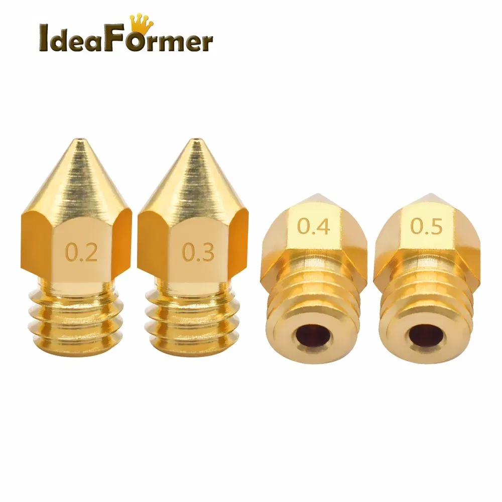 Color: WHITE, Size: 0.25mm - 5/10pcs MK8 Brass Nozzle 1.75/3.0mm Filament Extruder Print Head Nozzle 0.2/0.3/0.4/0.5mm for CR10 CR10S Ender3 3D Printer Parts