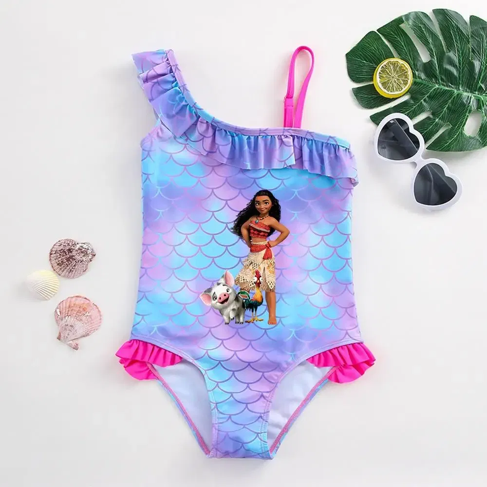 Color: PURPLE, Kid Size: 12M - Moana Baby Girl Mermaid Fish Scale Print Swimsuit One-Piece Swimwear Toddler Bathing Suit Beach Outfit