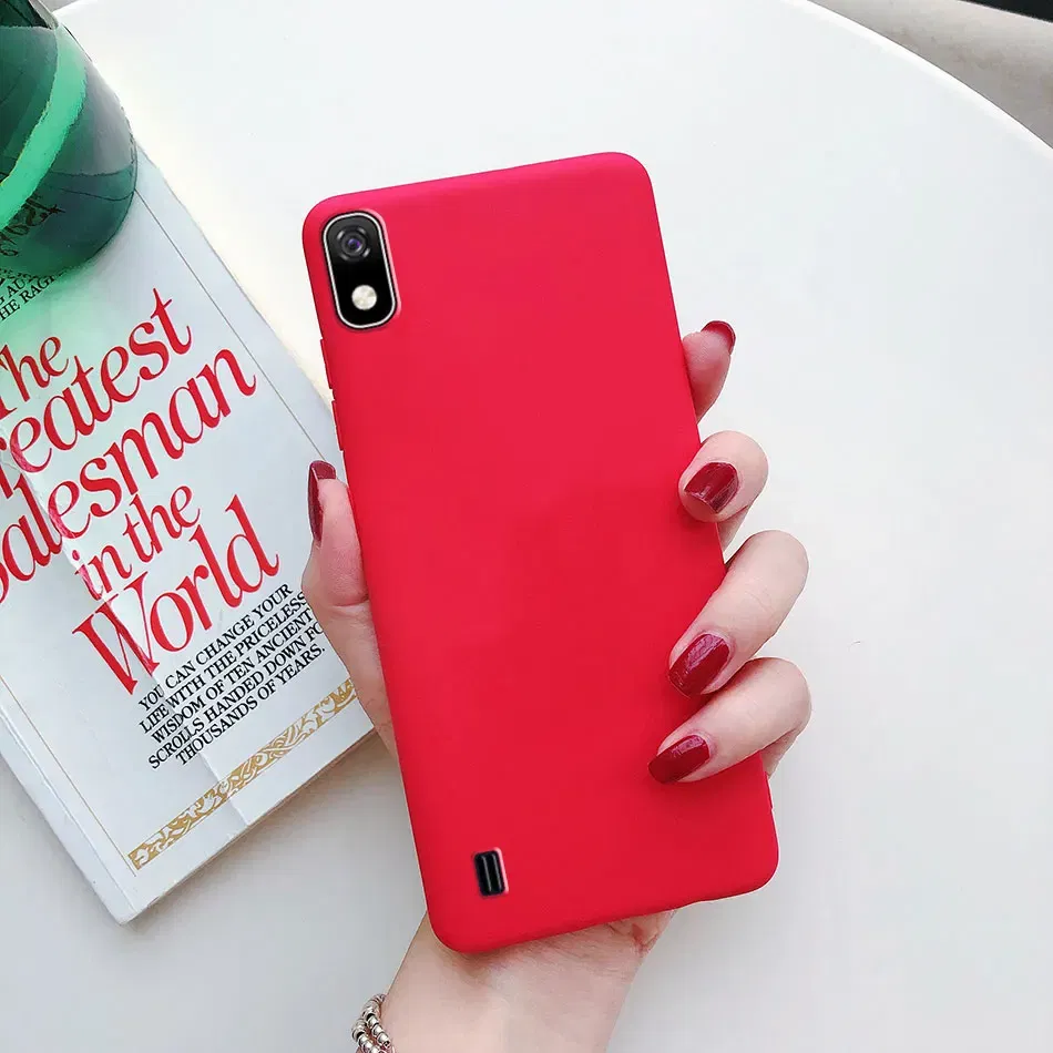 Color: Red, Material: PP - Candy color Phone Case For Samsung galaxy A10 A20 A20E A30 A40 A50 A70 S A01 A11 A21 A31 A41 A51 A71 4G Silicone TPU Back Cover
