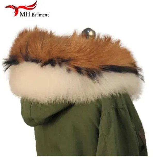 Color: Yellow, Size: XS - 100% Real Raccoon Fur Scarf Coat Collar Ladies Winter Luxury Authentic Raccoon Warm Neck Shawl Coat Collar Furry Shawl Women