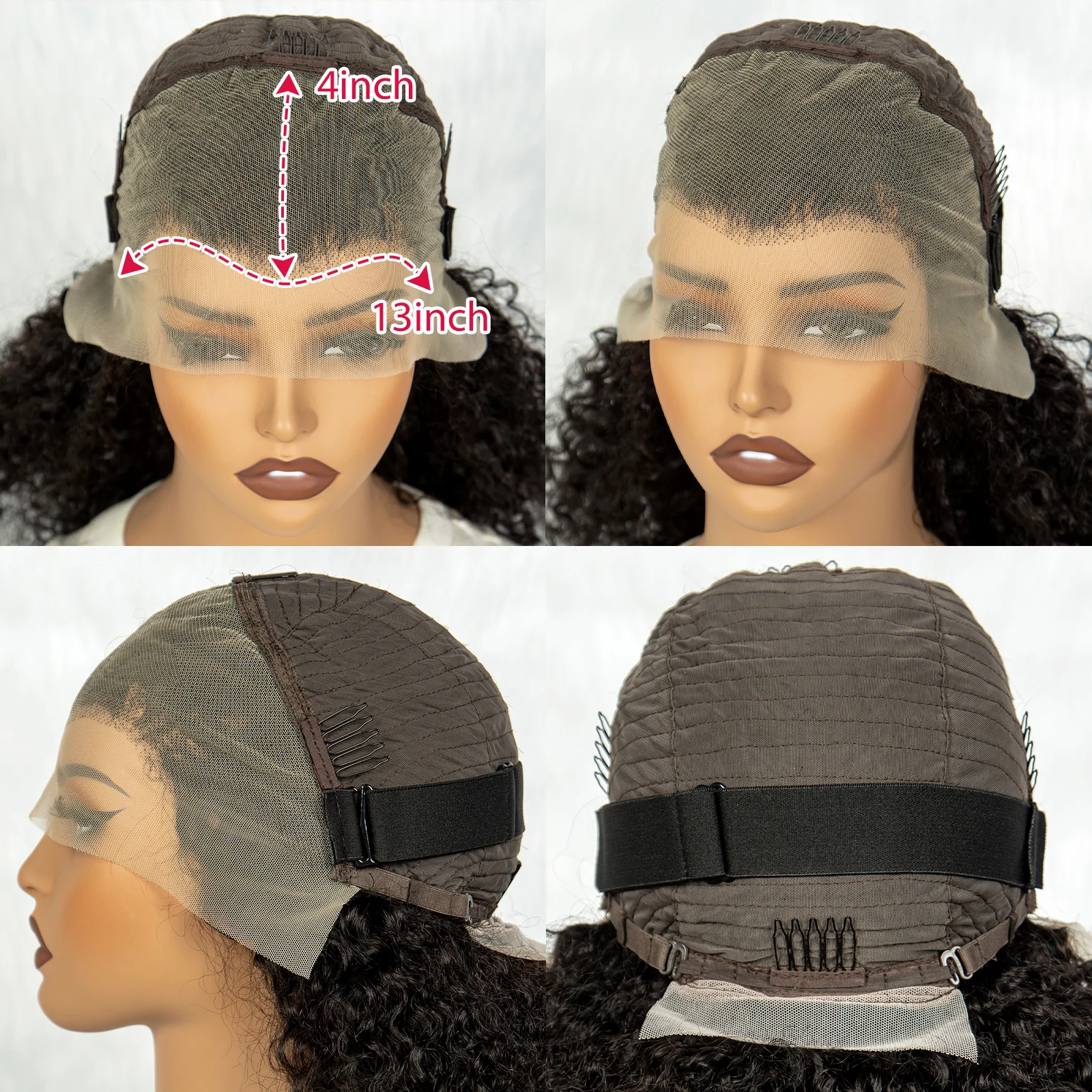 Color: #1B, Ships From: CHINA, Stretched Length: 12INCHES, Density: 300%, Lace Size: 13x4 - 300% Density 12A Double Drawn 13x4 Lace Front Bouncy Curly Human Hair Wigs Natural Burmese Curly Remy Hair Wigs for Black Women