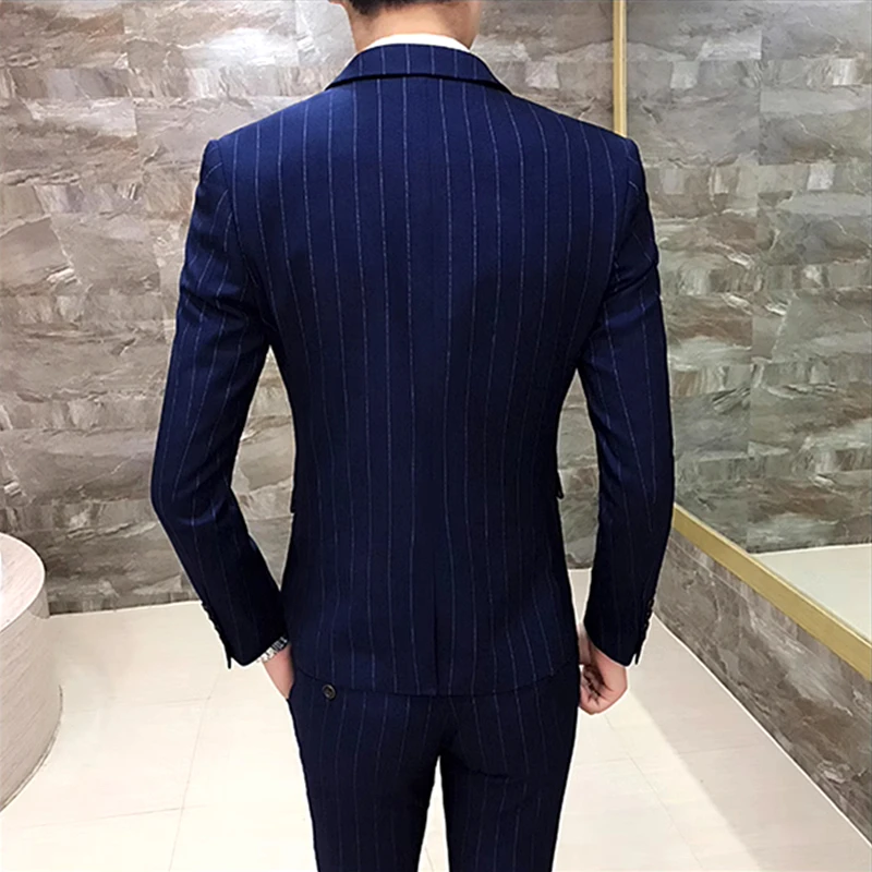 Color: Red, Size: 4XL - Gray Men Classic Striped/Checked Suits, Business Office 3 Piece, Asian Size Slim Fit Men Dress Jacket & Pants with Vest, S-4XL