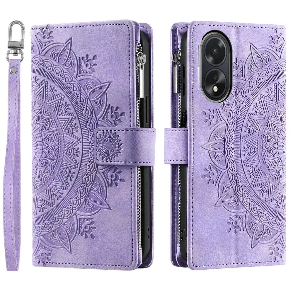 Color: Red, Material: Denim - For OPPO A38 A58 A57 A 78 38 4G 5G Book Case Crossbody Lanyard Zipper Wallet Funda OPPO A78 Case Phone A98 A 58 98 A18 A77 S A17