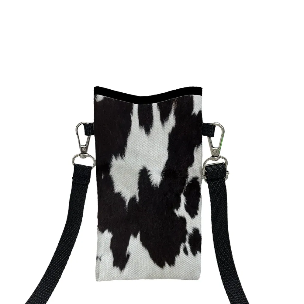 Color: black, Size: Extra Large - Cow Graffiti Crossbody PhoneBag Adjustable Detachable Strap Designed ForWomen CrossbodyBagShoulder Bag