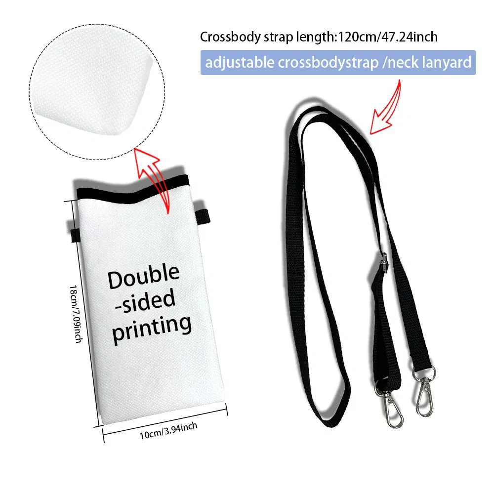 Color: black, Size: Extra Large - Cow Graffiti Crossbody PhoneBag Adjustable Detachable Strap Designed ForWomen CrossbodyBagShoulder Bag