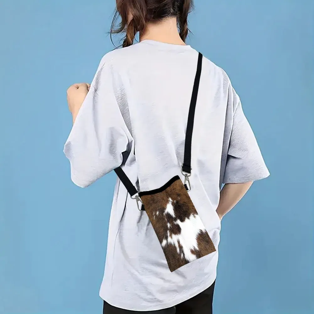 Color: black, Size: Extra Large - Cow Graffiti Crossbody PhoneBag Adjustable Detachable Strap Designed ForWomen CrossbodyBagShoulder Bag