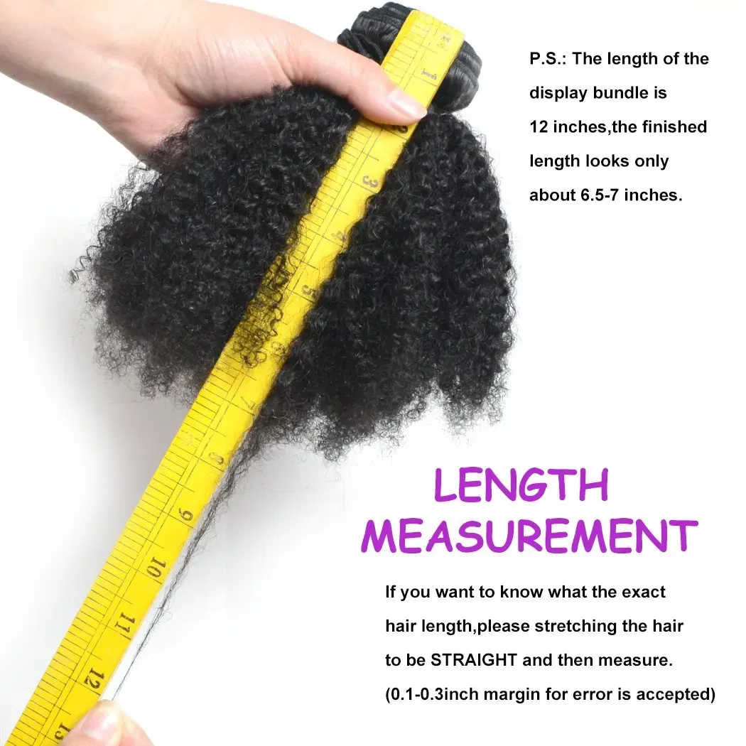 Color: Natural Color, Stretched Length: 10 10 12 - Brazilian Afro Kinky Curly Human Hair Bundles 4b 4c Afro kinky Bulk Human Hair Weave Bundle Deal Hair Extensions Wholesale