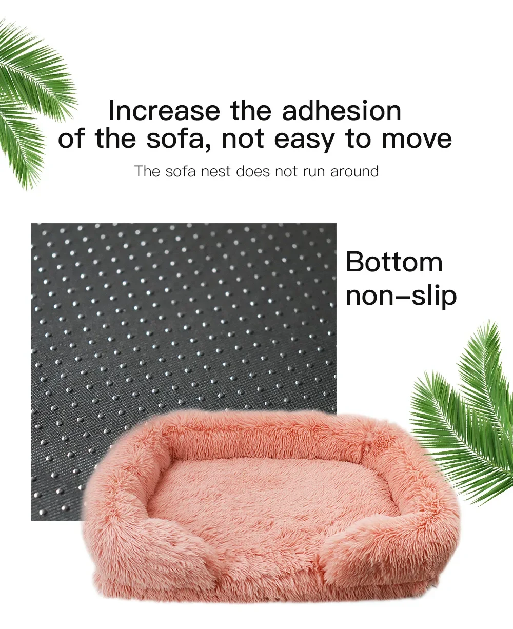 Color: PURPLE, Size: S - New Large Dog Bed Dog Plush Pet Bed Winter Thickened Pad Dog Sleeping Bed Sofa Removable Pad Dog Small Large Dog square kennel