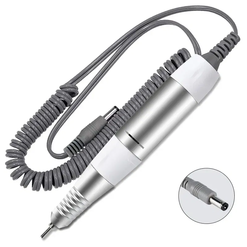 Color: WHITE - Electric Nail Drill Pen Handle File Polish Grind Machine Handpiece Manicure Pedicure Tool DC & 3 PIN PLUG Nail Drill Accessories