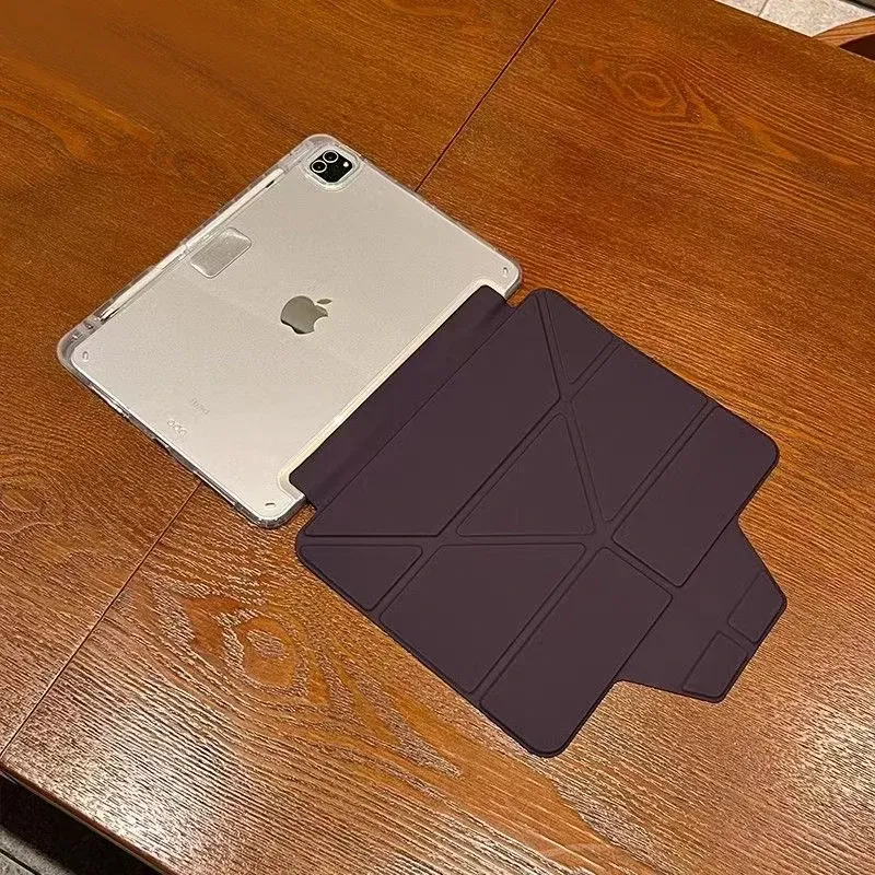 Color: GRAY, Size: Thirteen - Case Magnetic for iPad Air 11 Cover iPad Air 4 5 10th 10.9 9.7 7th 8th 9th Gen 10.2 3 pro 10.5 11 With Y-Shaped Fold Clasp Funda