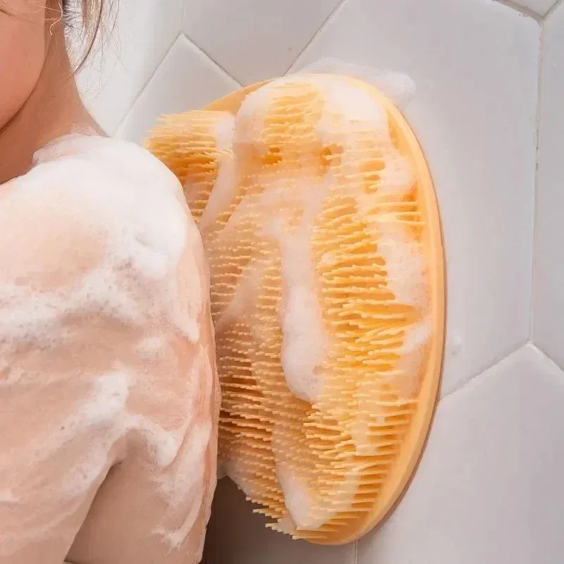 Color: Blue - Non-slip Shower Mat Silicone Massage Wash Foot Pad Bath Massage Brush Pad Bathroom Rub Back Brush with Sucker Cleaning Tools