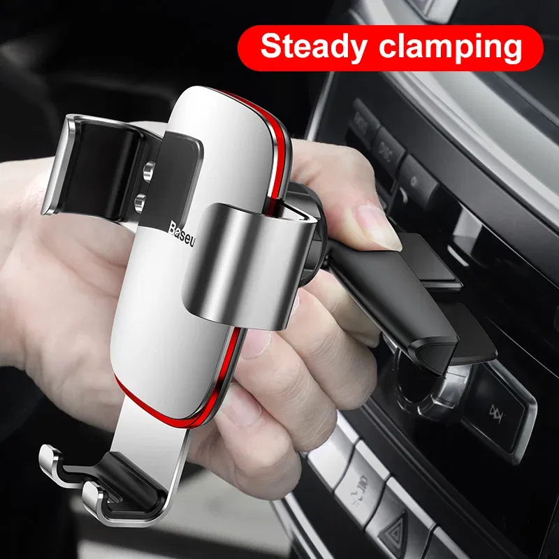 Color: pink - Baseus Gravity Car Phone Holder Mobile Phone Clip Holder Stand Bracket CD Slot Holder for iPhone Samsung
