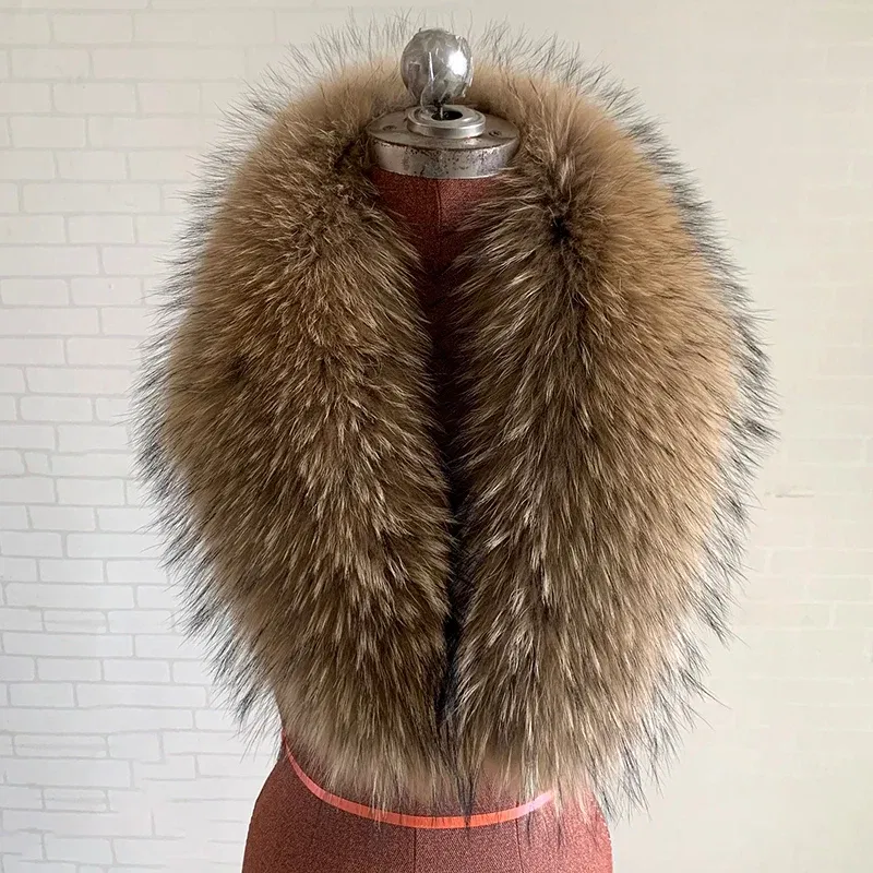 Color: Emerald Green, Size: L - 100% Natural Real Fox Fur Collar For Women Men Coat Jacket Fur Scarf Winter Extra Large Size Neck Warmer Fur Scarf Shawls Wraps