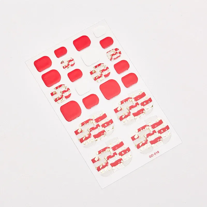 Color: Gold - 22 Tips/Sheet Valentines Loveliness Full Cover Nail Stickers Fashion Nail Stickers Nail Sticker Set Designed Nail Tape Shiny