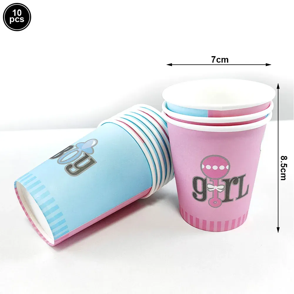 Color: light green - Gender Reveal Party Decorations Disposable Tableware Plates Cups Napkins Tablecloth Boy Girl Balloon Fringe Curtain