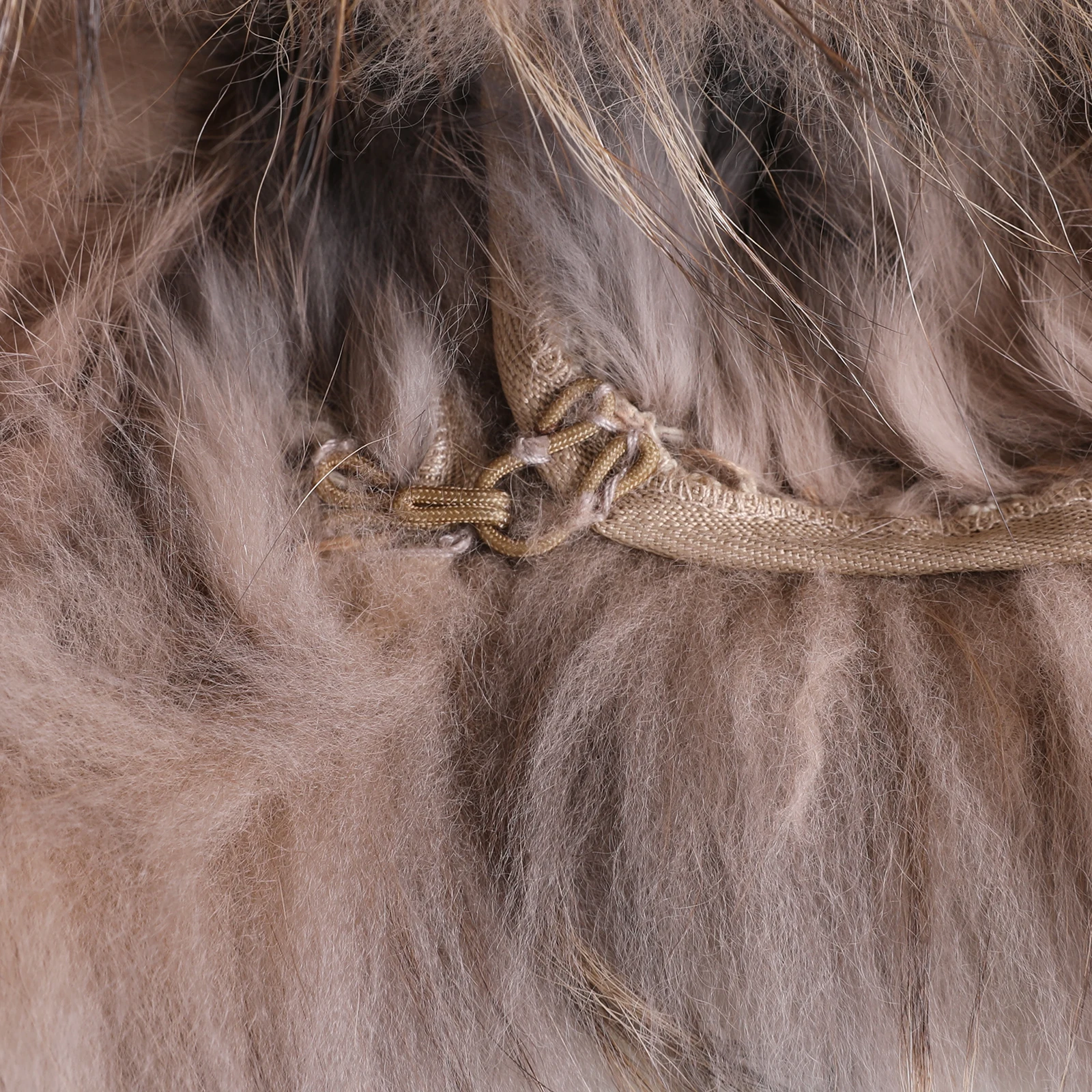 Color: Beige, Size: S - Luxury Women's Genuine Premium Long Hair Rabbit Fur Knit Vest Raccoon Fur Trim Gilet Lady Sleeveless Waistcoat Real Fur Jacket