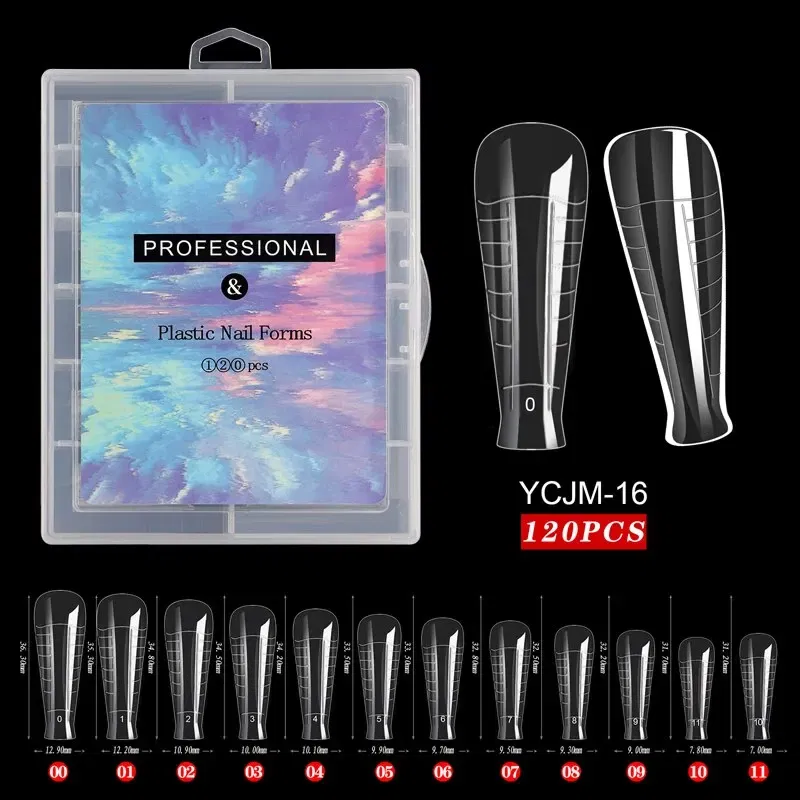 Color: Gold - 120pcs Nail Forms Full Cover False Nails Quick Building Mold Fake Nail Shaping Extend Top Molds For Gel Salon Manicure Art