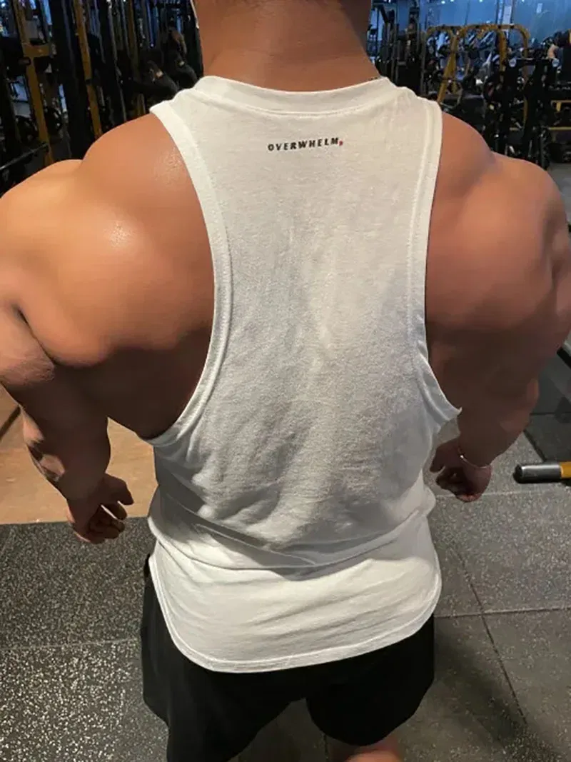 Color: SKY BLUE, Size: XL - Summer New Figure Sports Vest Men's Cotton Elastic Training Fitness Vest Fashion Basketball Enthusiasts Hot Transfer Logo