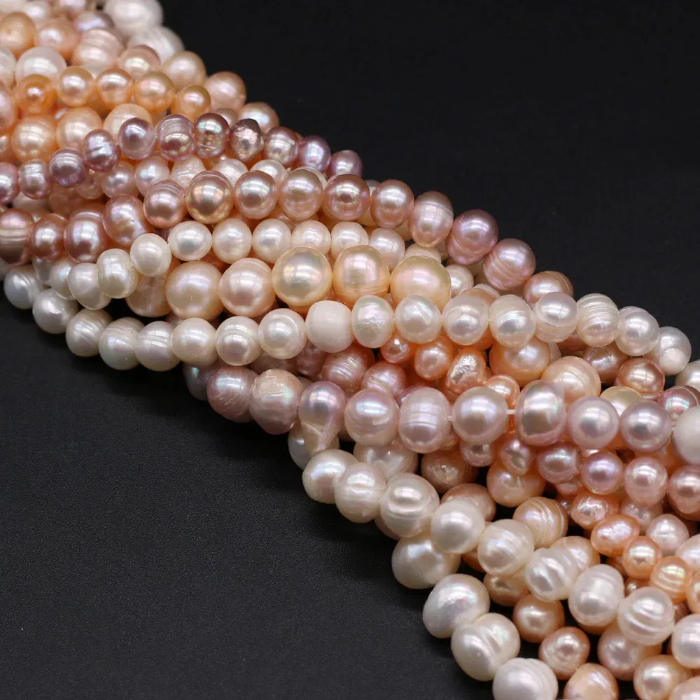 Color: WHITE, Item Diameter: 16mm - Natural Freshwater Real Pearl Beads White Fine pearls Punch Loose Beads for DIY Women Elegant Bracelet Necklace Jewelry Making