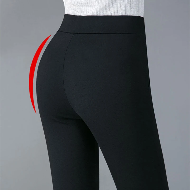 Color: Ivory, Size: XL - Thin & Thick Warm Winter Pencil Pants Womens Snow Plush Strench Lady OL SkinnyTrousers Femal Thichen Slim  Clothing Leggings