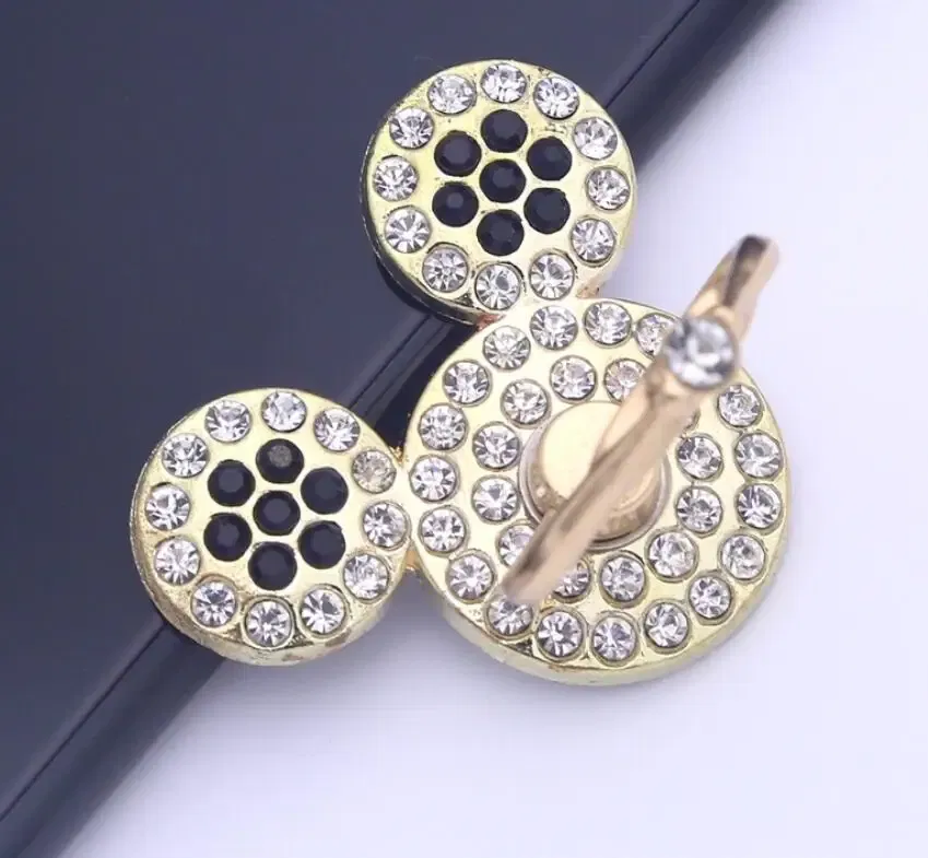 Color: black - Cute Anime Mickey Mouse Minnie Phone Finger Ring Holder With Diamond Kawaii High Quality Mobile Stand For Iphone 13 14 Huawei
