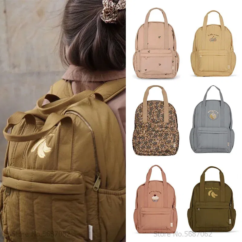 Color: Brown - KS Baby Backpack Kids Schoolbag Kindergarten Bags Brand Cherry Lemon Children's Boys Girls Mom Traveling Storage Bag Wholesale
