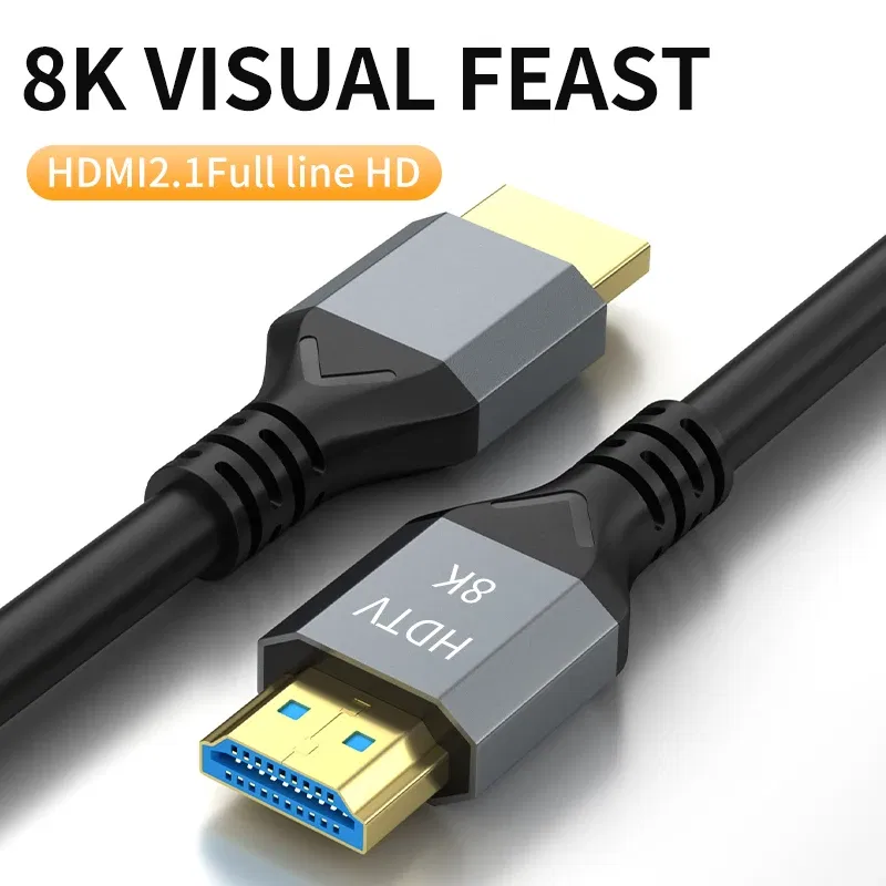 Color: Blue, Length: 2m, Ships From: CHINA - 8K HDMI 2.1 Cable 4K@120Hz 8K@60Hz 48Gbps EARC ARC HDCP Ultra High Speed HDR For RTX Video Cable PC Laptop Projector HD TV PS5