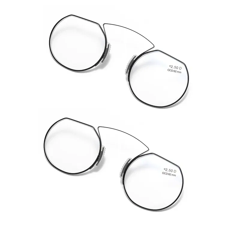 Frame Color: Yellow, Eye Prescription: +350 - Women Clip Nose Reading Glasses Anti Blue Light Presbyopic Glasses Men Portable Men's Eyeglasses Anti-Lost Legless Bezel + Case