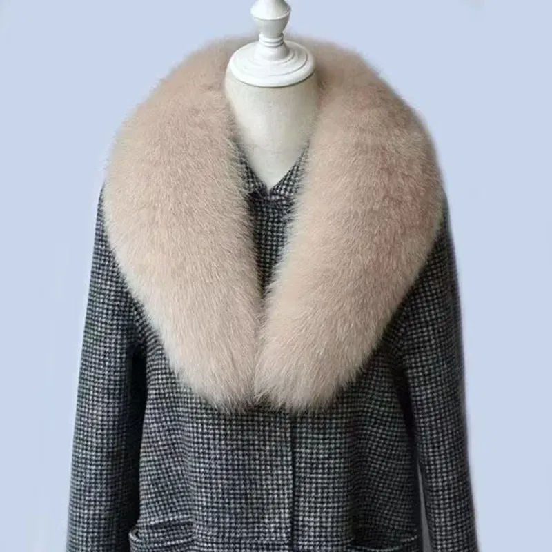 Color: Mint, Size: XXS - Winter Real Fox Fur Collar Woman Furry Natural Raccoon Fur Scarf Shawls Luxury Neck Warmer Wraps For Coat Fur Scarves Large Size
