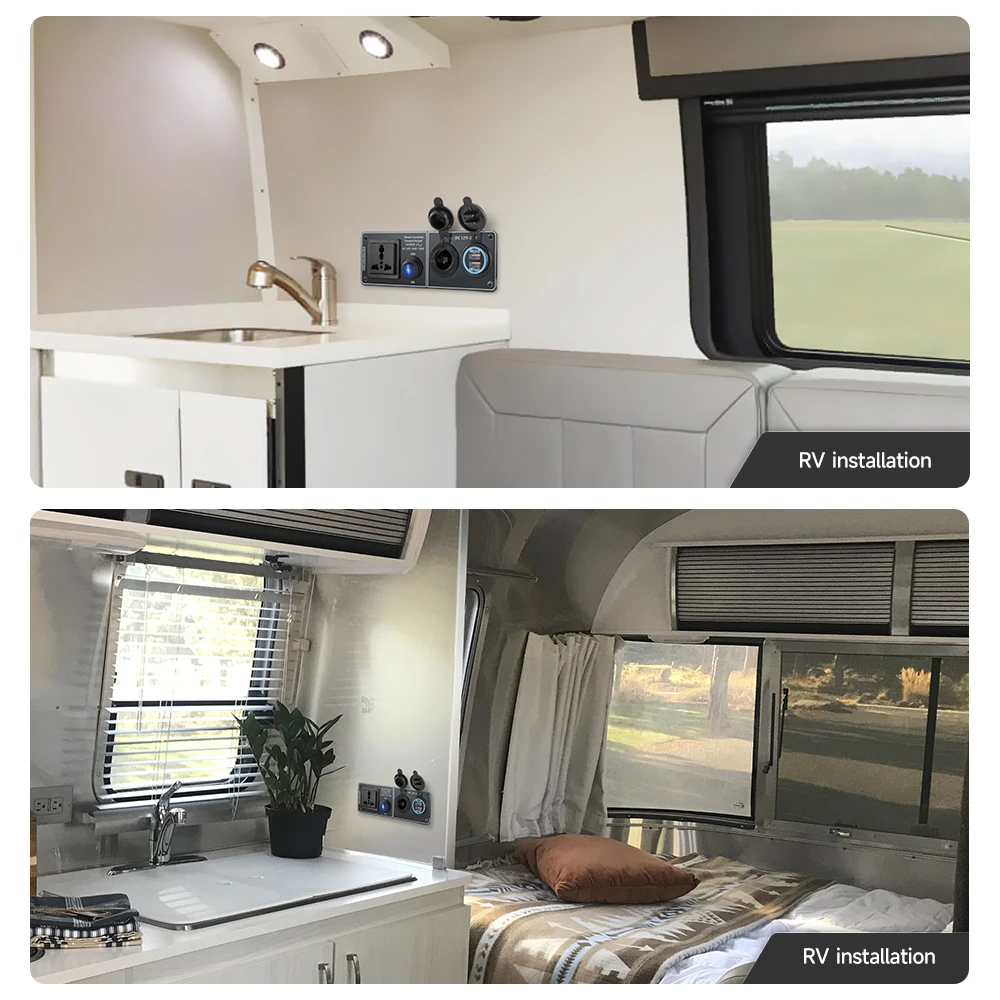 Color Name: WHITE, Ships From: CHINA - Car Charger Multi-Functions Aluminum Panel Inverter AC110V 220V Dual Port USB QC3.0 12V 24V for RV Yacht Travel Trailers