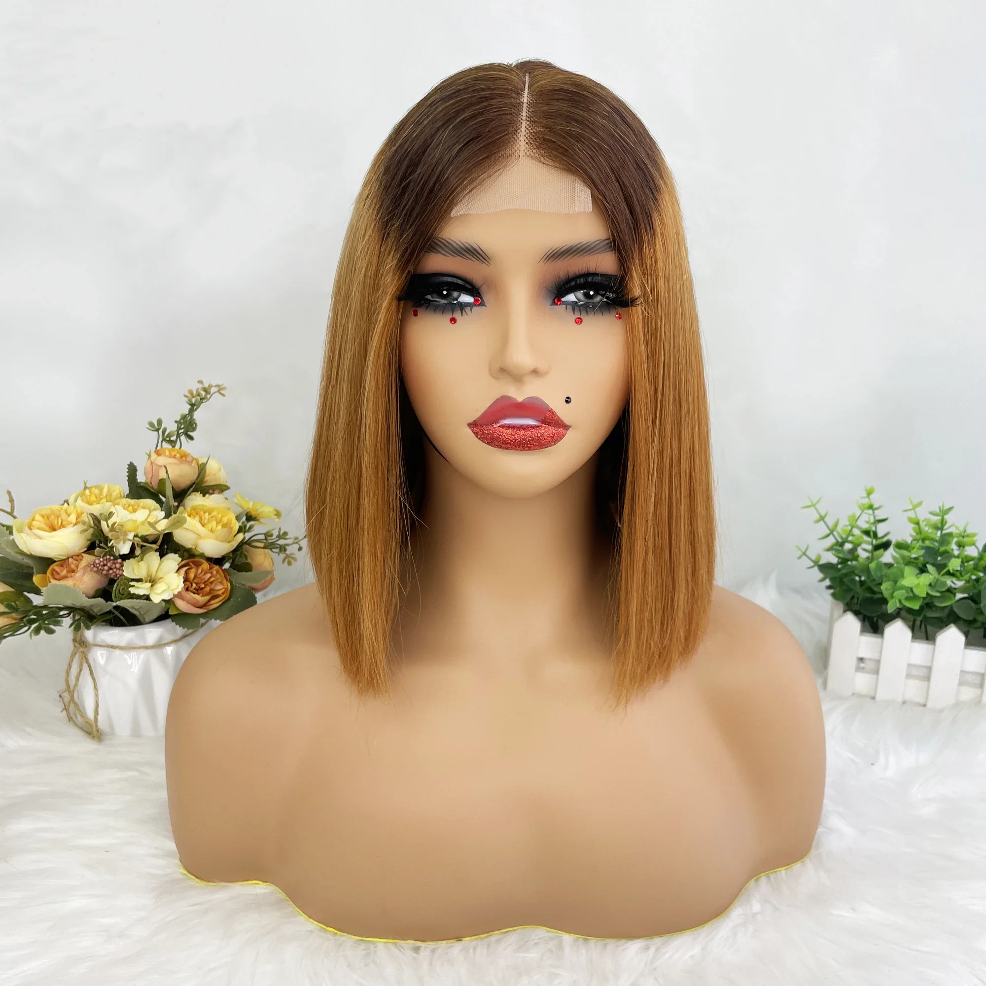 Hair Color: #22, Stretched Length: 10inches, Density: 100% - 250% Density Super Double Drawn Bob Wig Human Hair Gray Brazilian Straight 2x6 Glueless Lace Closure Wigs For Women Pre Plucked