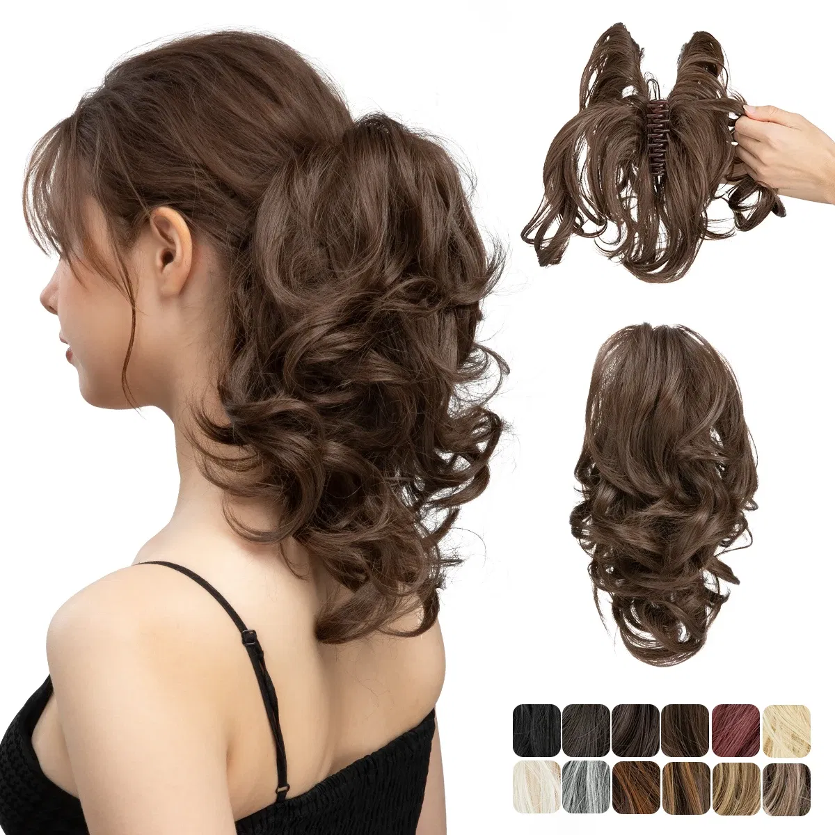 Color: P1B/613, Bulk Buy: 1pc - SARLA Synthetic Diy Claw Clip In Ponytail Extensions Hairpiece Hair Bun Fake Black Blonde Natural Hair False Pigtail for Women
