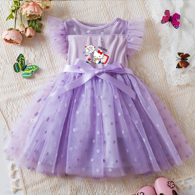 Color: army green, Size: M - Hello Kitty 2-6Y Baby Girl Dress Princess Mesh Skirt Summer Sleeveless Wedding Party Dresses for Girls Summer