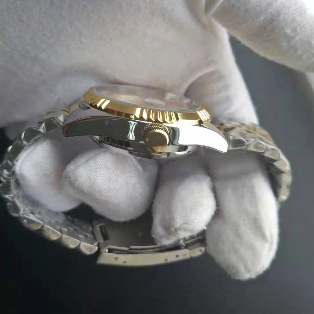 Color: Red - Luxury Steel Arabic Numbers Watches Automatic Movement Urdu Numerals Mechanical Wristwatch Men Waterproof Erkek Saatleri