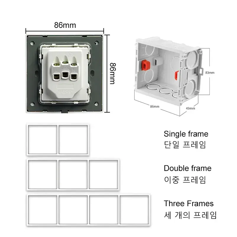Color: WHITE - YINKA Plastic Panel Korean Standard Switch Frame Wall Switch Wall Socket TV Satellite 220V 1234GANG DIY Plastic Frame Part White