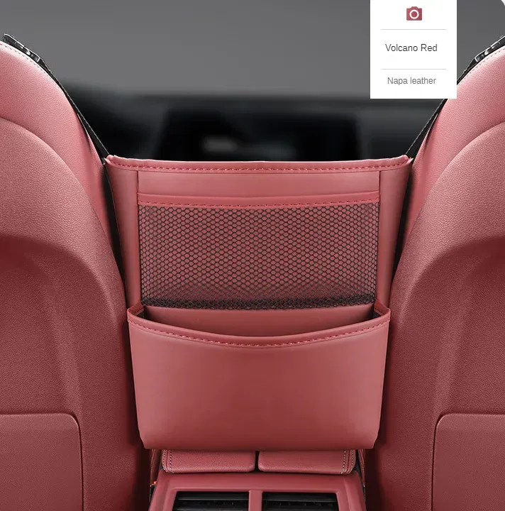 Color Name: Gold - Car Handbag Holder Between Seats Mutifuntional Leather Auto Seat Middle Storage Bag Hanging Tissue Box Phone Cup Map Organizer