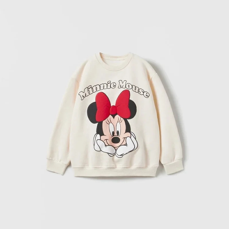 Color: WHEAT, Kid Size: 4T - Spring New Mickey Sweatshirt Loose Fashion Long Sleeved Tops O-neck Children Baby Casual Hoodies Boys Clothing Cartoon Sweater