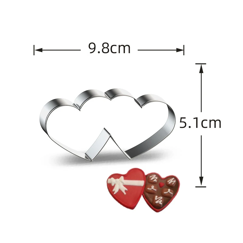 Color: light green - Heart Cookie Cutter Stainless Steel Biscuit Knife Baking Fruit Kitchen Tools Mold Embossing Printing