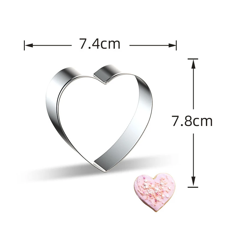 Color: light green - Heart Cookie Cutter Stainless Steel Biscuit Knife Baking Fruit Kitchen Tools Mold Embossing Printing