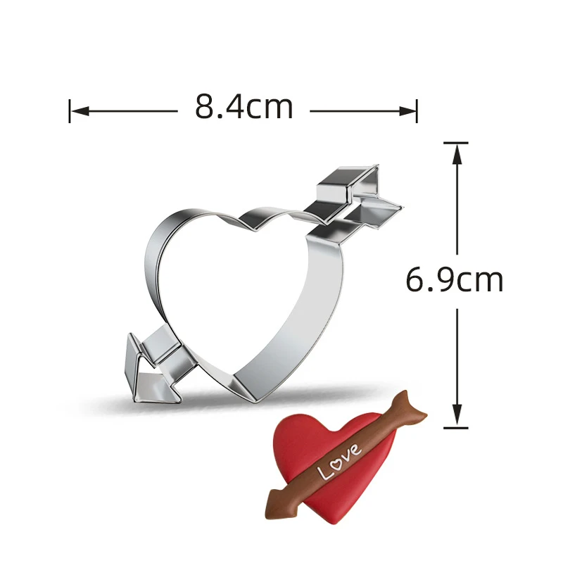 Color: light green - Heart Cookie Cutter Stainless Steel Biscuit Knife Baking Fruit Kitchen Tools Mold Embossing Printing